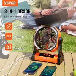Přenosný ventilátor dobíjecí 203,2 mm, ventilátor na baterie s LED lucernou, 4 rychlosti nastavitelné, přenosný malý stolní ventilátor, osobní, USB ventilátory na baterie pro cestování, ložnici, domov, kempování, kancelář - miniatura 22