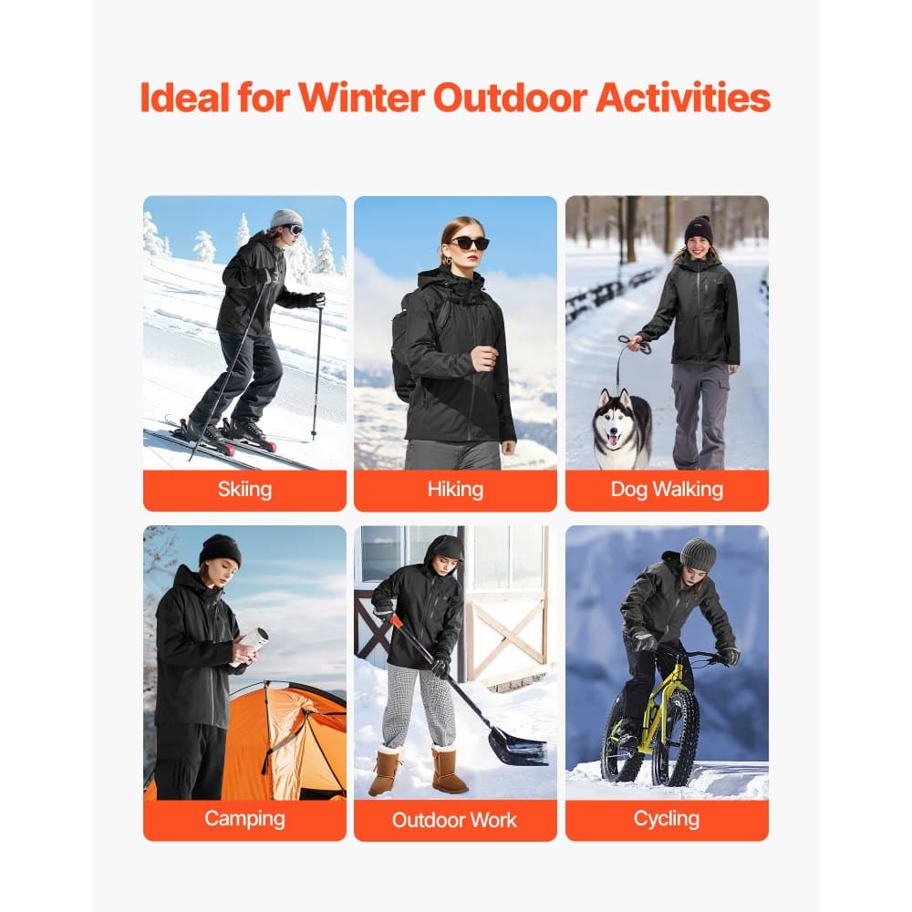 Vyhřívaná bunda pro muže s 7,4V baterií, Softshell elektrický vyhřívací kabát, větruodolný, voděodolný, lehký svrchní oděv s 5 vyhřívacími zónami a 3 nastaveními teploty, pratelný v pračce