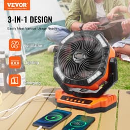 Přenosný dobíjecí ventilátor 330,2 mm, ventilátor na baterie s LED lucernou, 4 nastavitelné rychlosti a automatické otáčení 45°/90° a časovač, ventilátory na baterie s USB pro cestování, ložnici, domov, kempování, kancelář - miniatura 22