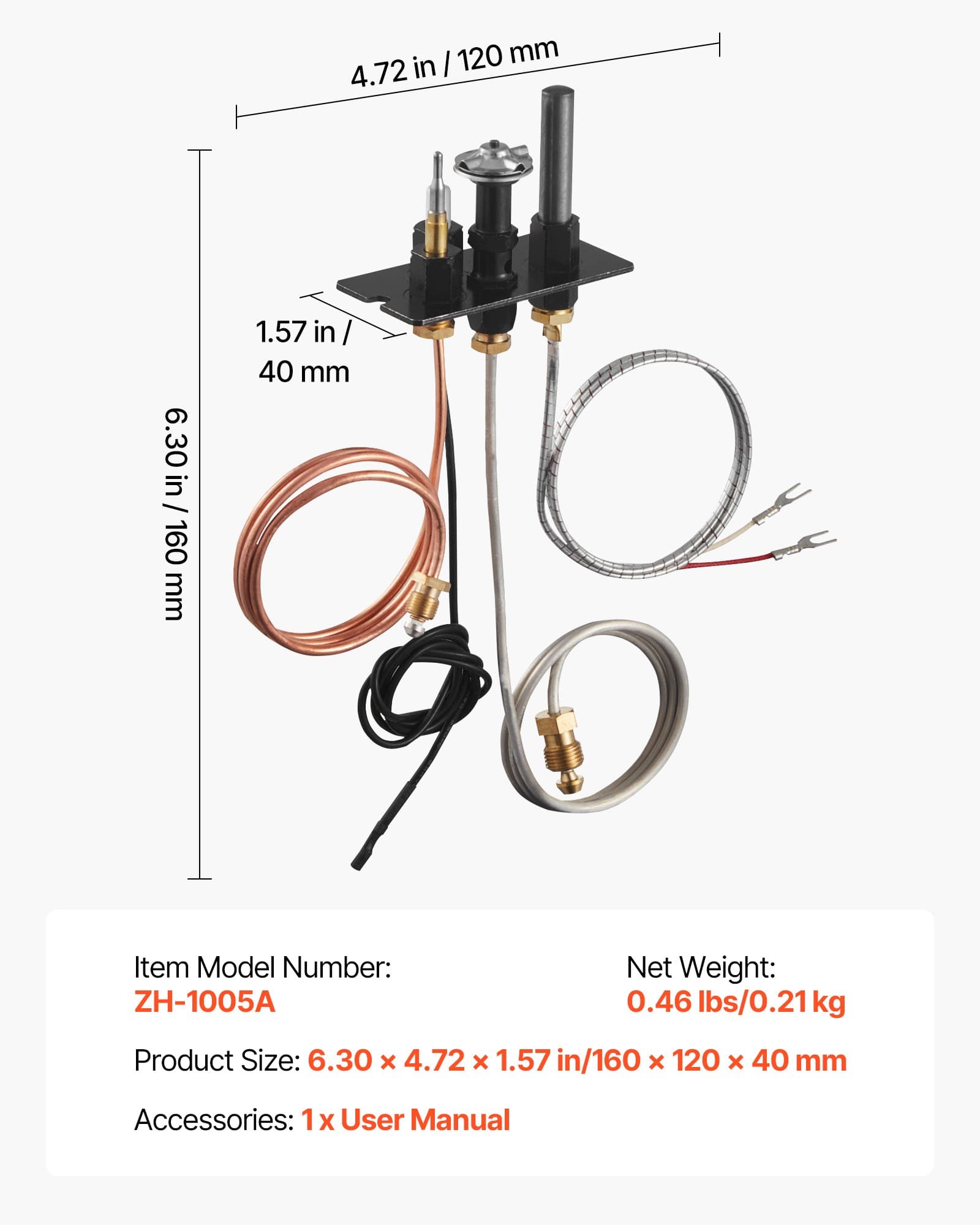 Sestava plynového zapalovače, OE 10002265, 10002264, SRV10002264 Sestava plynového zapalovače krbu, výměna zapalování na zemní plyn a LPG, vhodné pro Majestic, Vermont Castings, Temco, Dutchwest, Monessen, Century