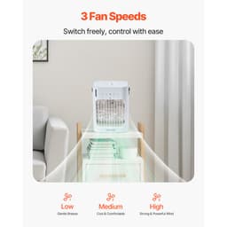 Přenosná klimatizace, odpařovací chladič vzduchu 4 v 1, 3stupňová mini klimatizace s inteligentním časovačem 0-7H, 700ml nádrž na vodu, 7barevné světlo, osobní mini stolní ventilátor pro ložnici a kancelář - miniatura 19