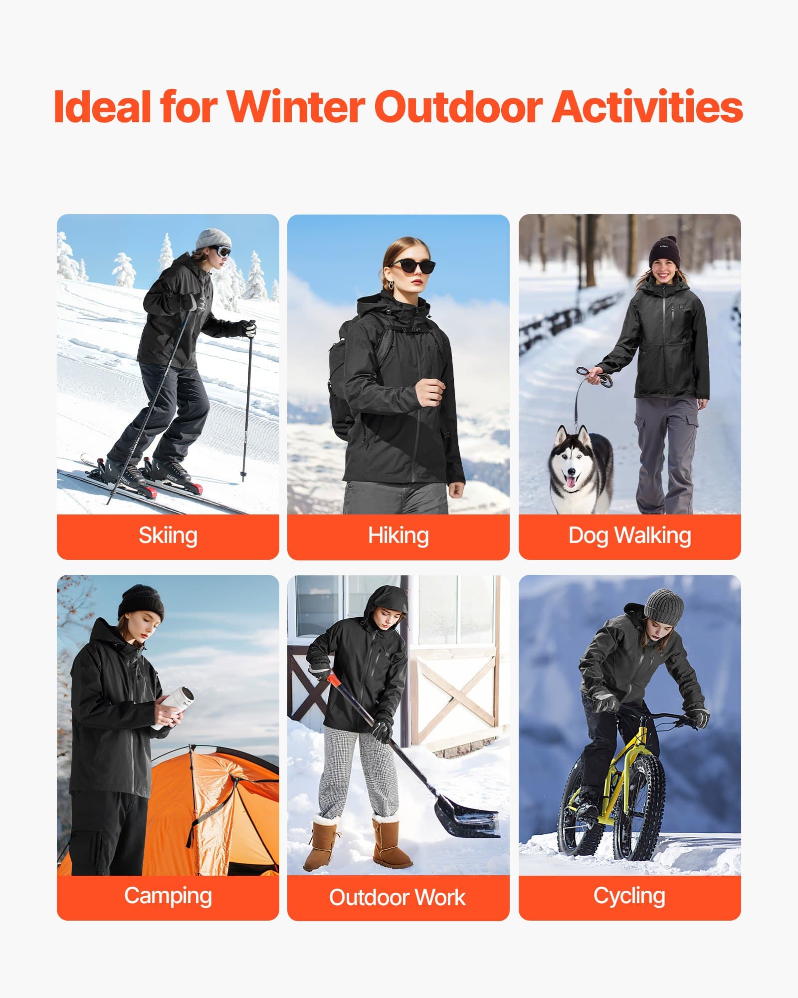 Vyhřívaná bunda pro muže s 7,4V baterií, Softshell elektrický vyhřívací kabát, větruodolný, voděodolný, lehký svrchní oděv s 5 vyhřívacími zónami a 3 nastaveními teploty, pratelný v pračce