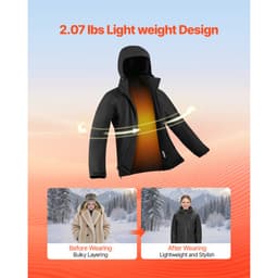 Vyhřívaná bunda pro muže s 7,4V baterií, Softshell elektrický vyhřívací kabát, větruodolný, voděodolný, lehký svrchní oděv s 5 vyhřívacími zónami a 3 nastaveními teploty, pratelný v pračce - miniatura 1