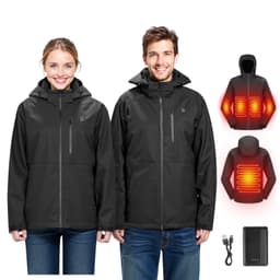 Vyhřívaná bunda pro muže s 7,4V baterií, Softshell elektrický vyhřívací kabát, větruodolný, voděodolný, lehký svrchní oděv s 5 vyhřívacími zónami a 3 nastaveními teploty, pratelný v pračce - miniatura 28