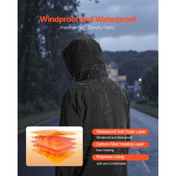 Vyhřívaná bunda pro muže s 7,4V baterií, Softshell elektrický vyhřívací kabát, větruodolný, voděodolný, lehký svrchní oděv s 5 vyhřívacími zónami a 3 nastaveními teploty, pratelný v pračce - miniatura 35
