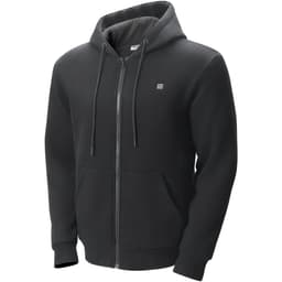 Vyhřívaná mikina s kapucí, unisex vyhřívaná mikina s baterií 7,4 V, elektrická bunda na zip s 5 topnými zónami pro muže a ženy, lehký teplý vyhřívaný venkovní svetr pro kempování, velikost L, černá - miniatura 1