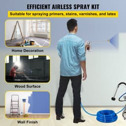 Sada bezvzduchové stříkací hadice pro barvy, 15,2 m (50 stop) vysokotlaká vláknitá trubice s tlakem 3600 psi a prodlužovací tyčí 20 cm (8"), včetně trysky 517 a krytu trysky, otočný kloub 1/4" pro domy, budovy, terasy nebo ploty - miniatura 20