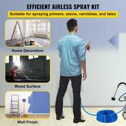 Sada bezvzduchové stříkací hadice pro barvy, 15,2 m (50 stop) vysokotlaká vláknitá trubice s tlakem 3600 psi a prodlužovací tyčí 20 cm (8"), včetně trysky 517 a krytu trysky, otočný kloub 1/4" pro domy, budovy, terasy nebo ploty - miniatura 23
