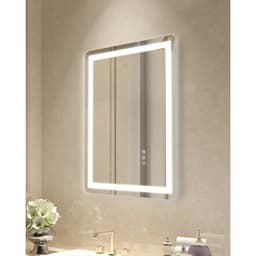 LED koupelnové zrcadlo, 50 x 70 cm LED koupelnové zrcadlo s předním a zadním podsvícením, zrcadlo s paměťovou funkcí a světly proti zamlžování, plynule stmívatelné koupelnové zrcadlo ve 3 barvách, nástěnné - miniatura 20