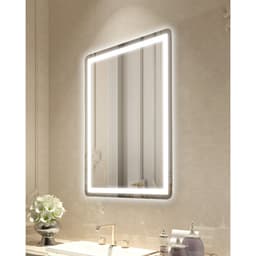 LED koupelnové zrcadlo, 60 x 80 cm LED koupelnové zrcadlo s předním a podsvícením, zrcadlo s paměťovou funkcí a světly s úpravou proti zamlžování, plynule stmívatelné koupelnové zrcadlo ve 3 barvách, nástěnné - miniatura 2