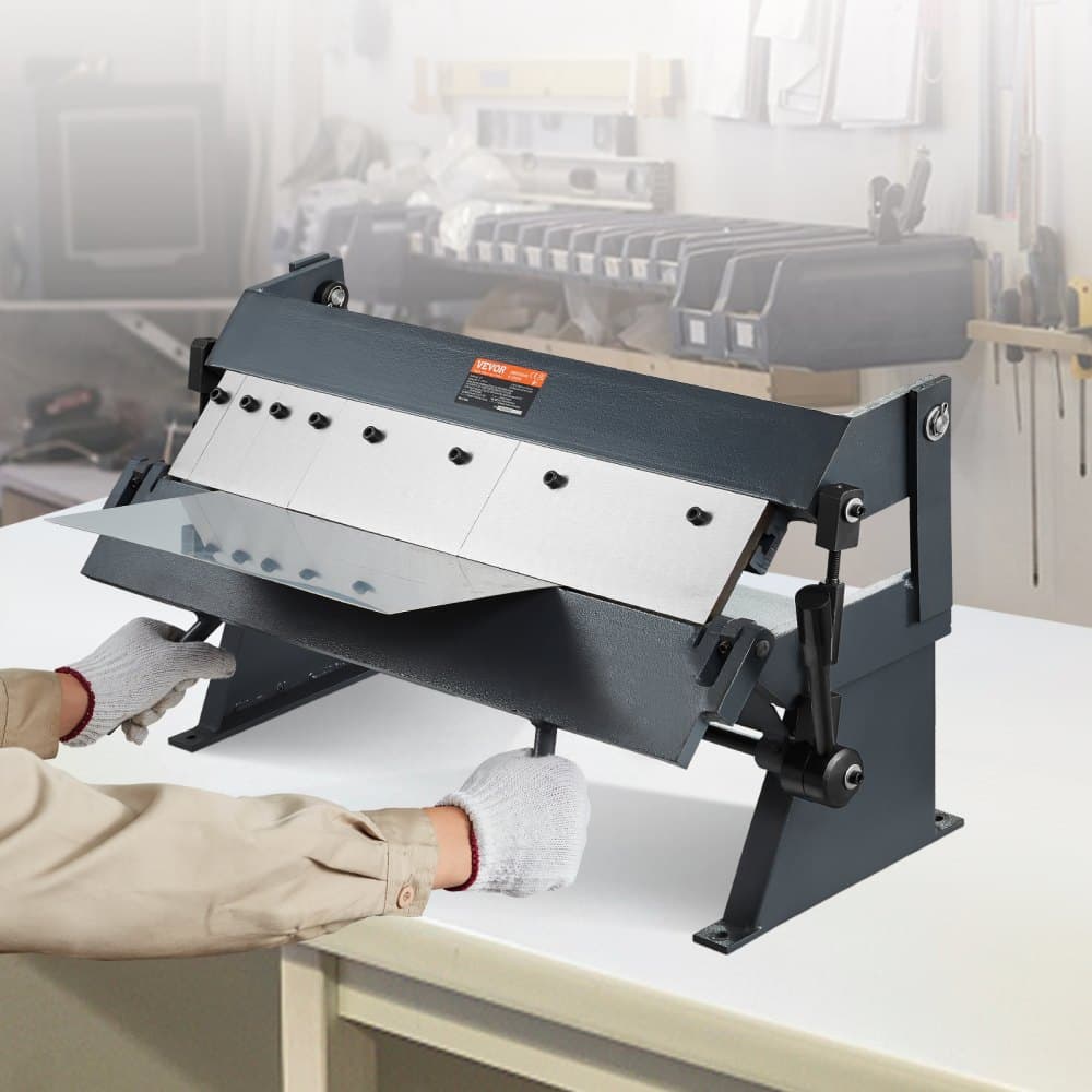Ohýbačka plechů Box and Pan Brake, 24 palců, 0-130 stupňů, přenosná ohýbačka plechů s nízkouhlíkovou ocelí o tloušťce 20 gauge a hliníkem o tloušťce 14 gauge, 5 nastavitelných prstů pro ohýbání plechů