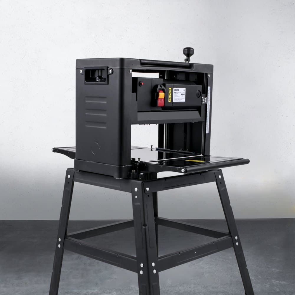 Srovnávač tloušťky 330 mm (13 palců) stolní srovnávač 2000 W srovnávač na dřevo 8000 ot./min srovnávač na dřevo 10 AMP skládací srovnávač na dřevo rychlost hoblování 6 m/min s železným stojanem odsávání prachu pro zpracování dřeva dřevěná prkna