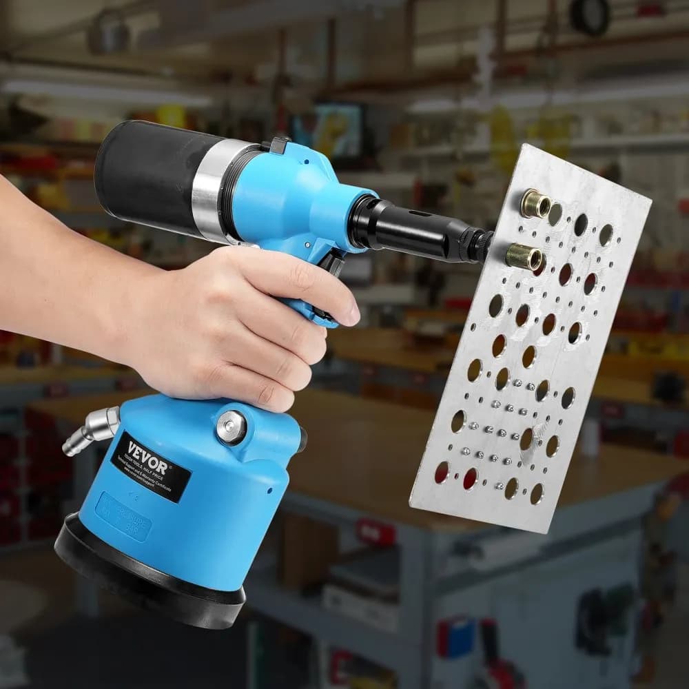 Pneumatická nýtovačka, sada nástrojů pro nýtování trhacích nýtů s tažnou silou 20,2 kN, odolná pneumaticko-hydraulická pistole pro mechanické práce, stavebnictví a opravy – s hroty v 13 velikostech