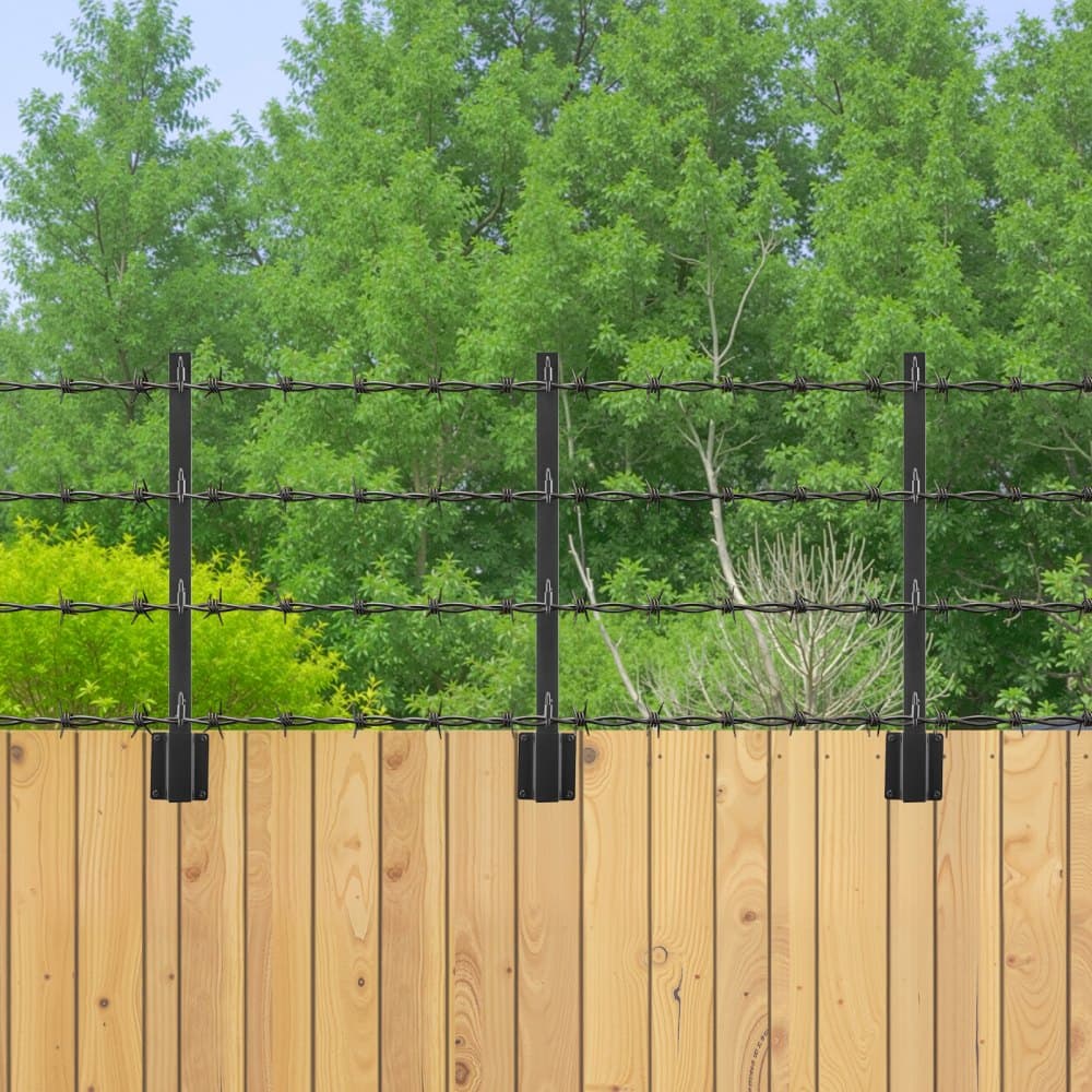 Prodlužení plotových sloupků, 8 ks, paže s ostnatým drátem 605 mm, pevné ocelové prodloužení plotu, ploché nebo nástěnné montované paže s ostnatým drátem, chrání soukromí a zabraňuje přeskakování domácích zvířat