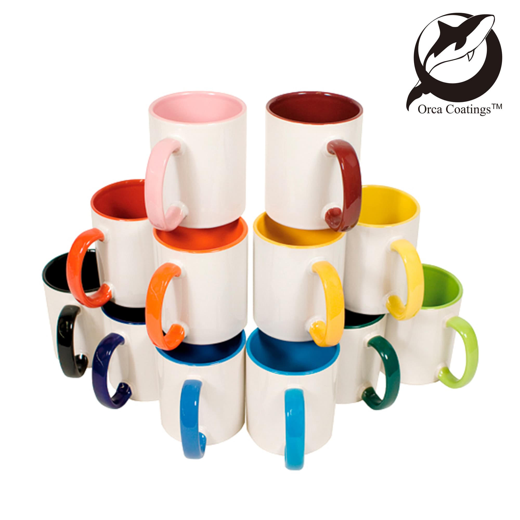 Keramický hrnek DVOJbarevný s ouškem 11 oz, povlak Orca™, různé barvy