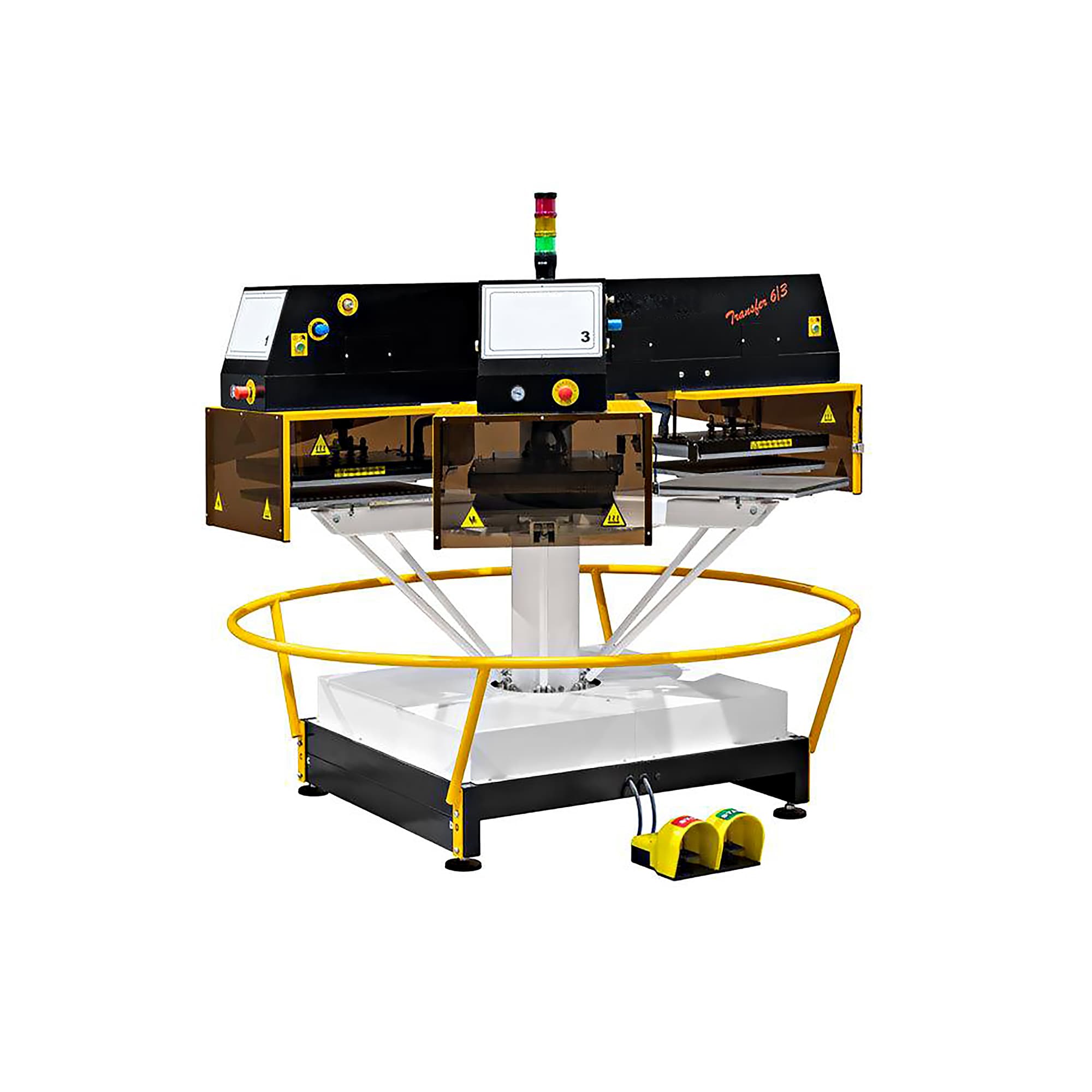 Pneumatický karuselový lis Columbia s 6 pracovními deskami, každá o rozměrech 500 x 400 mm