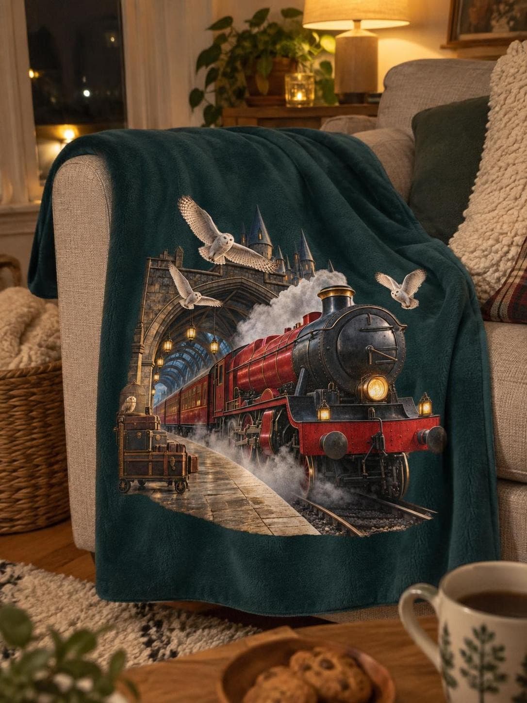 Harry Potter – Kouzelnický expres – fleecová deka a polštářek v jednom s potiskem (Daiber JN 900)