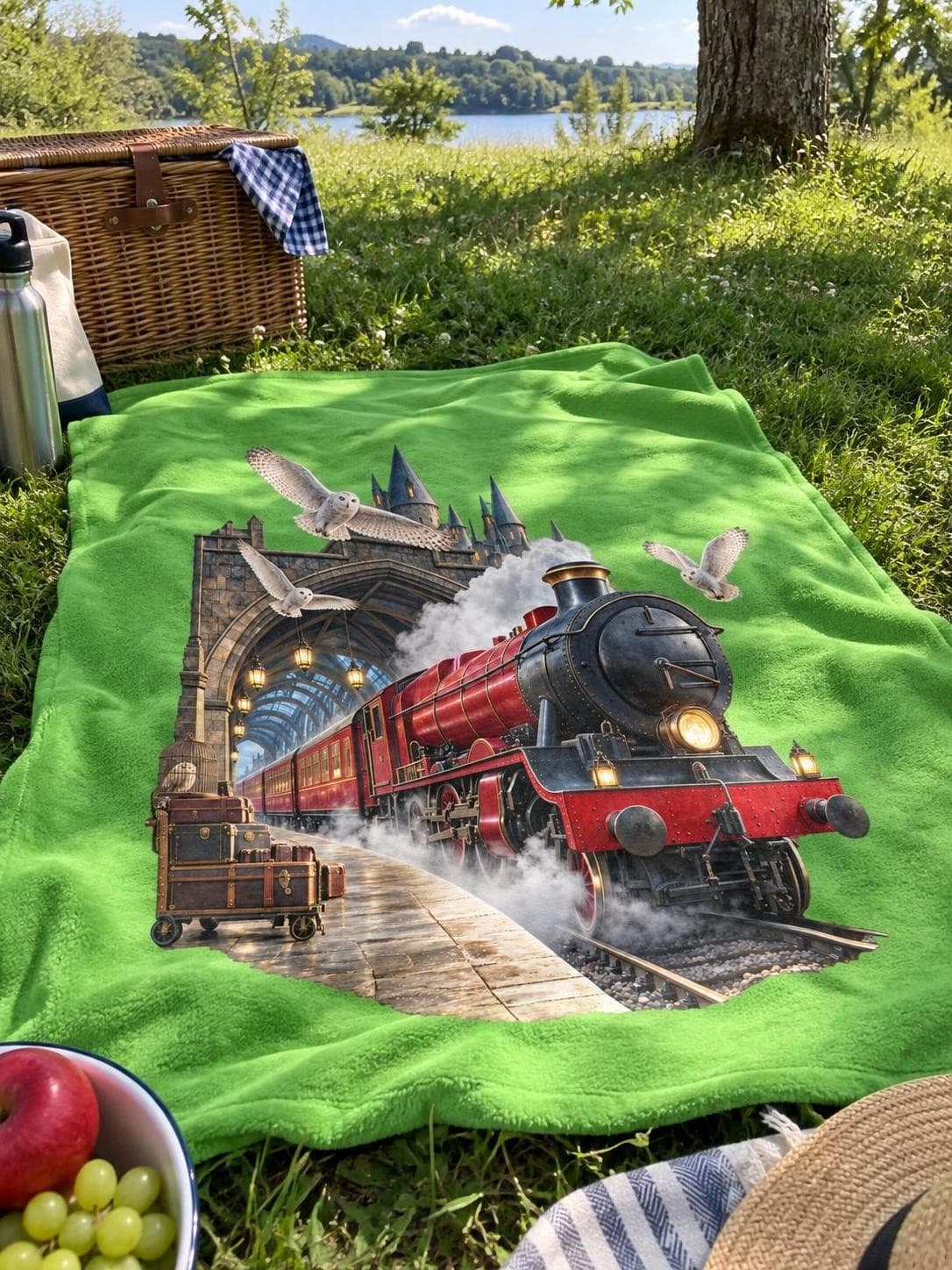 Harry Potter – Kouzelnický expres – fleecová deka s třásněmi a potiskem (Daiber JN 957)