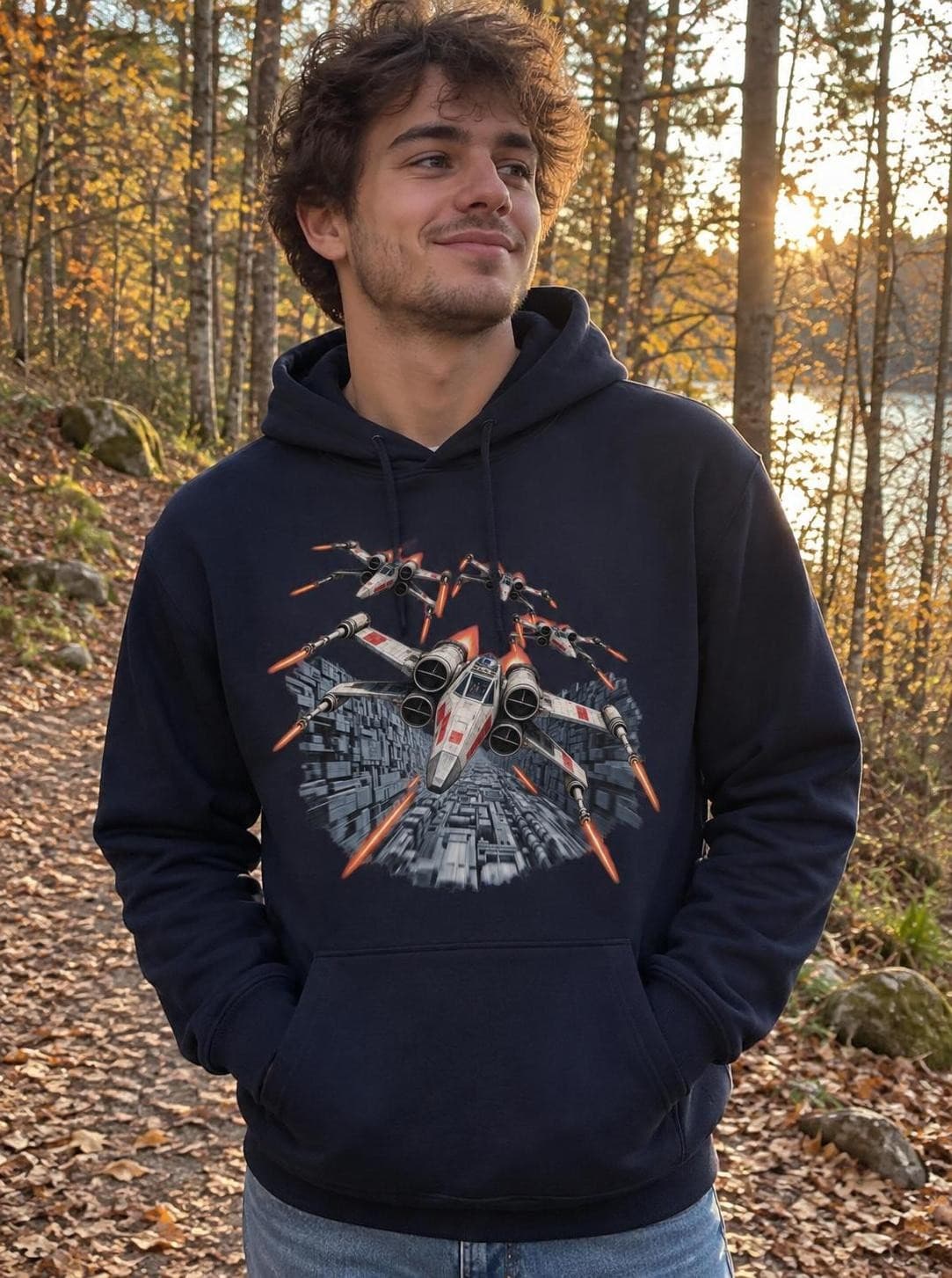 Star Wars – Let příkopem – pánská mikina s kapucí a potiskem (B&C #Hoodie)