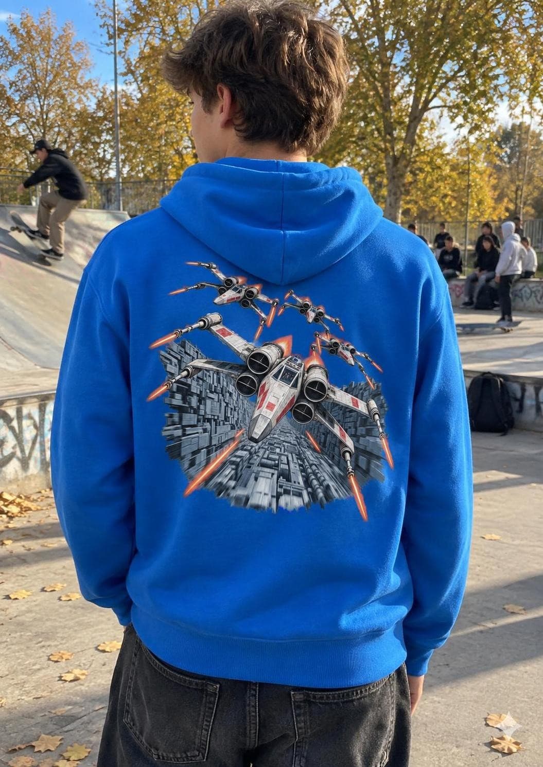 Star Wars – Let příkopem – mikina s kapucí z těžké bavlny a potiskem (Build your Brand BY 012)