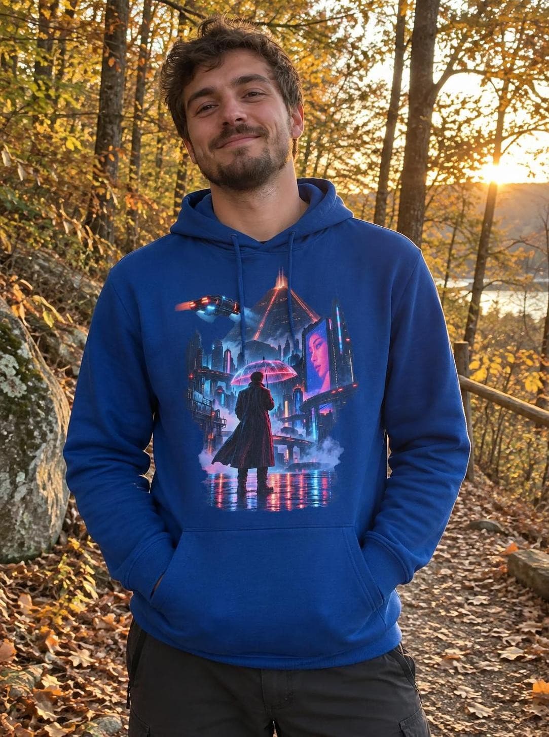 Blade Runner – Neonový déšť – pánská mikina s kapucí a potiskem (B&C #Hoodie)