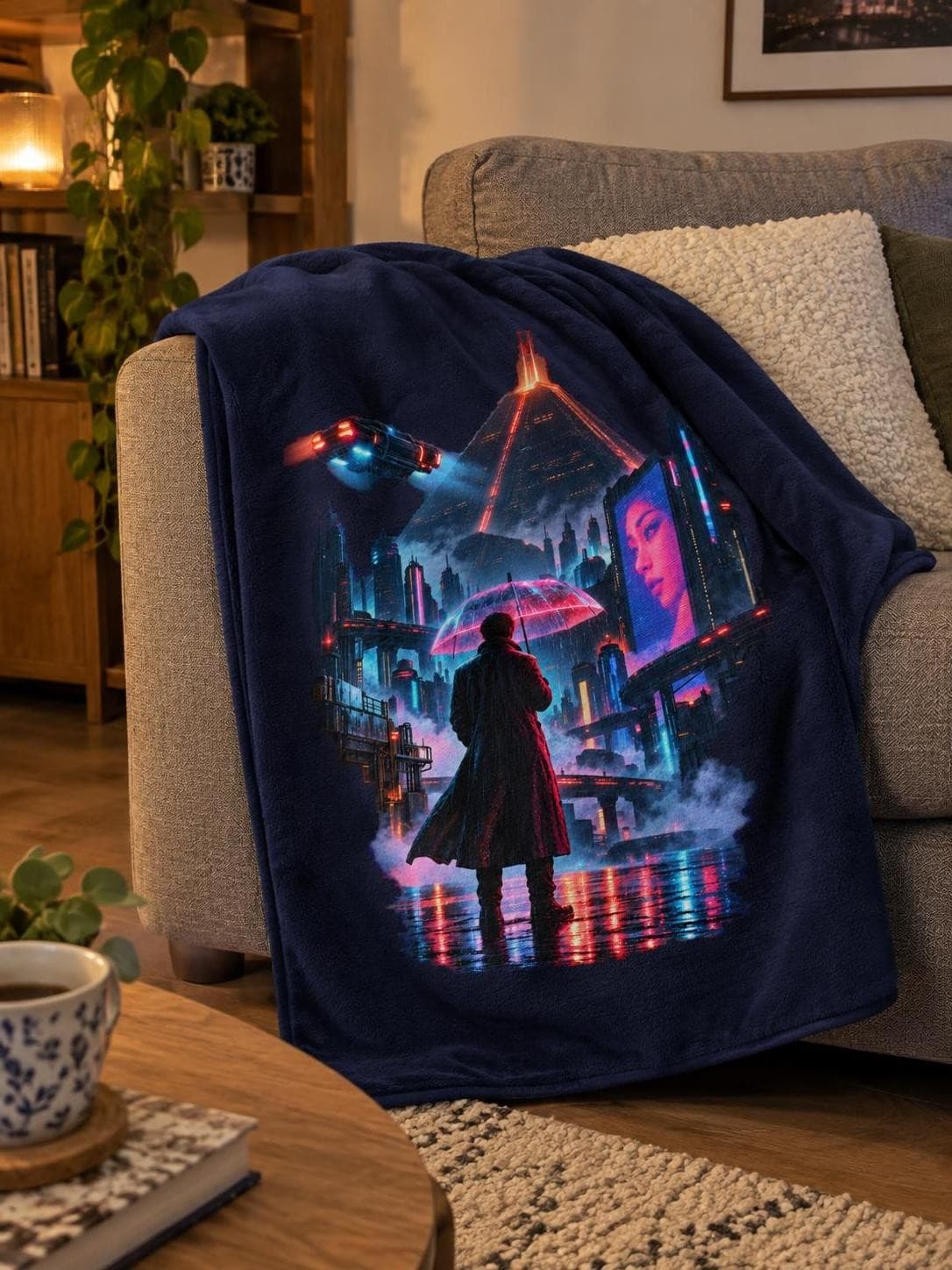 Blade Runner – Neonový déšť – fleecová deka a polštářek v jednom s potiskem (Daiber JN 900)