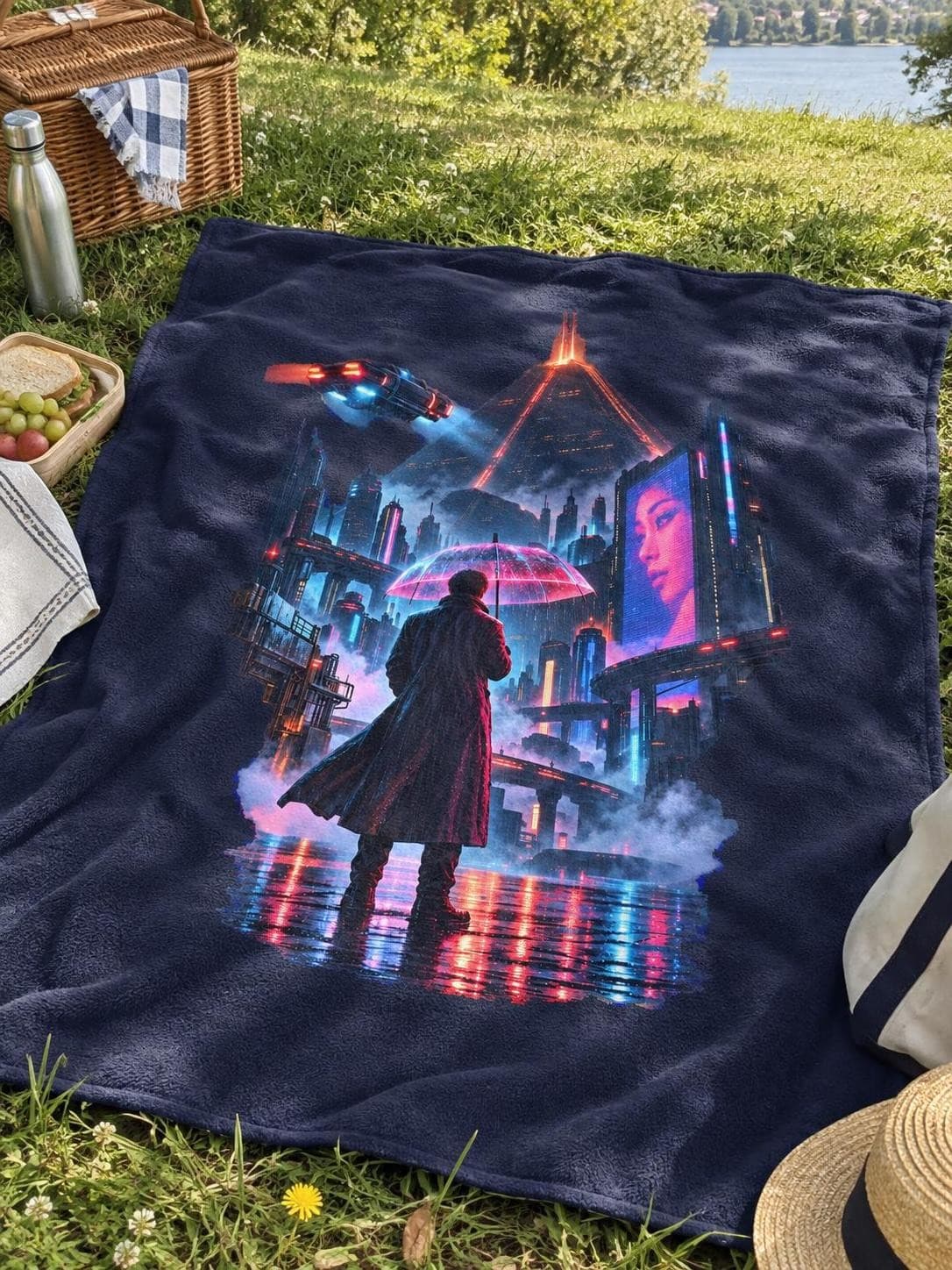 Blade Runner – Neonový déšť – fleecová deka s třásněmi a potiskem (Daiber JN 957)