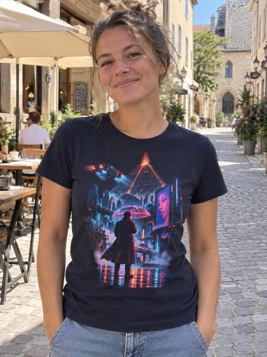 Blade Runner – Neonový déšť – dámské tričko z těžké bavlny s potiskem (SOL'S Imperial Women)