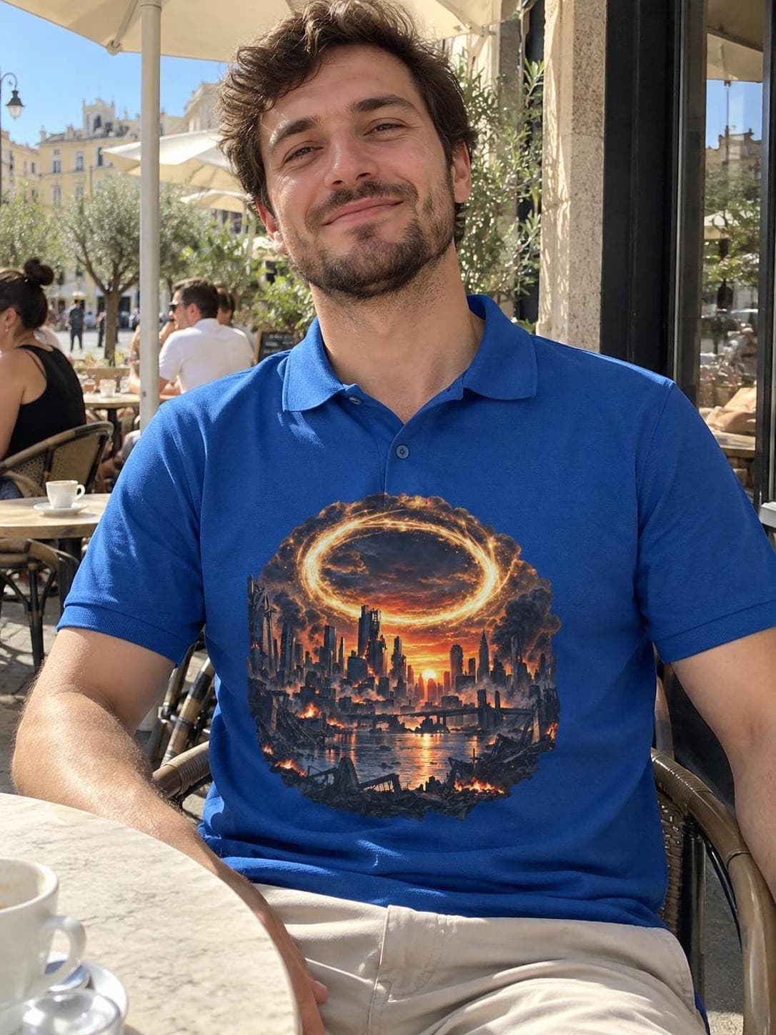 Avengers: Doomsday – Portál nad městem – piqué polo z těžké bavlny s potiskem (B&C My Polo 210)