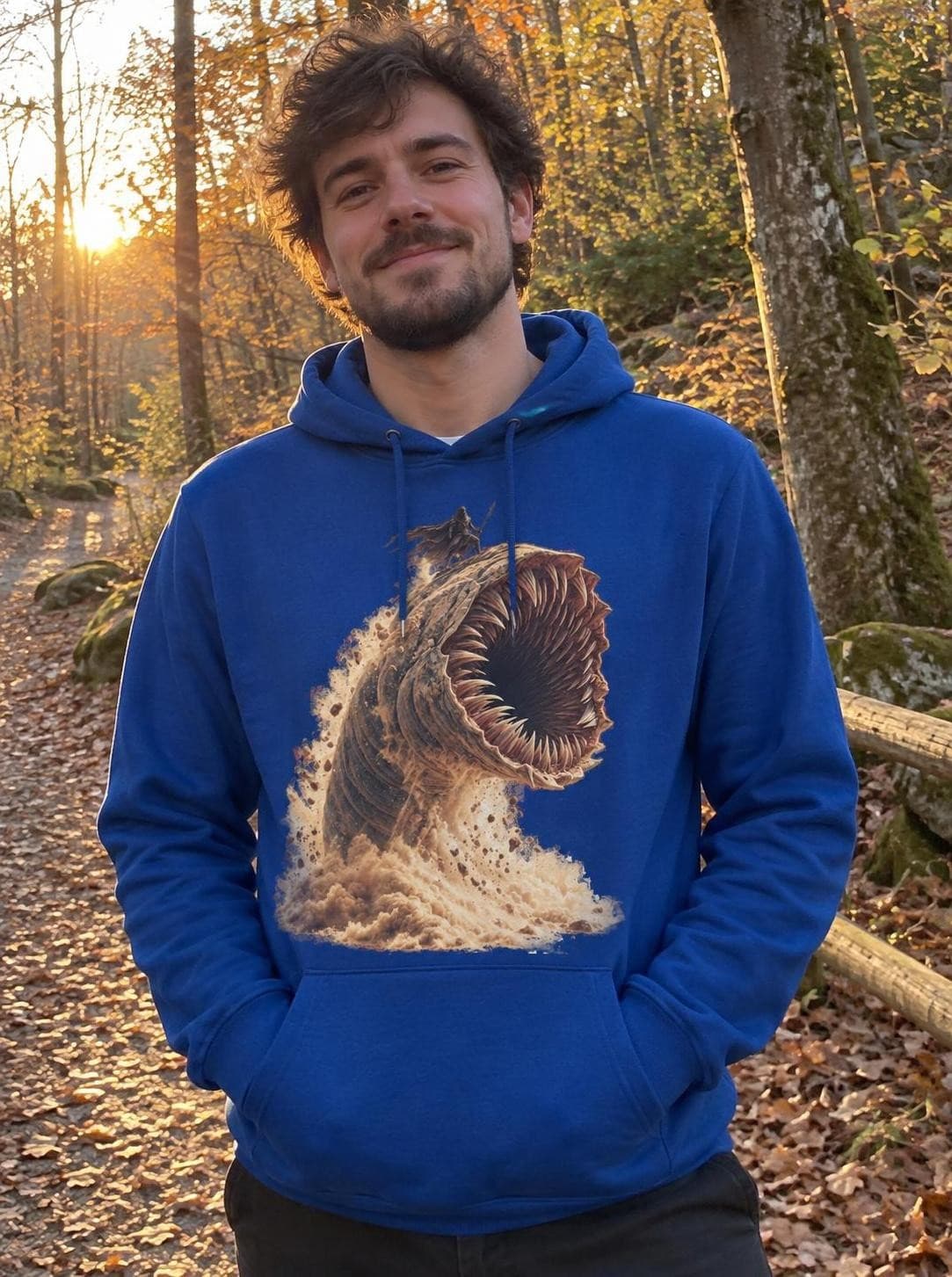 Duna – Pouštní červ – pánská mikina s kapucí a potiskem (B&C #Hoodie)