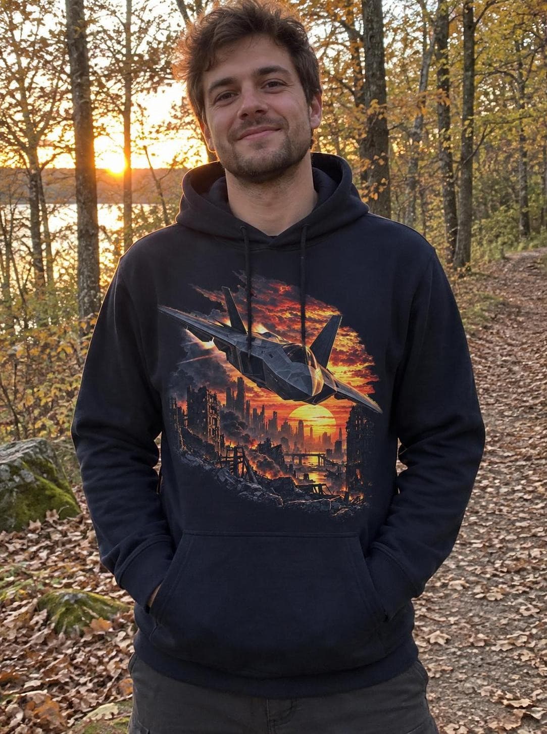 Avengers: Doomsday – Stíhačka nad ruinami – pánská mikina s kapucí a potiskem (B&C #Hoodie)