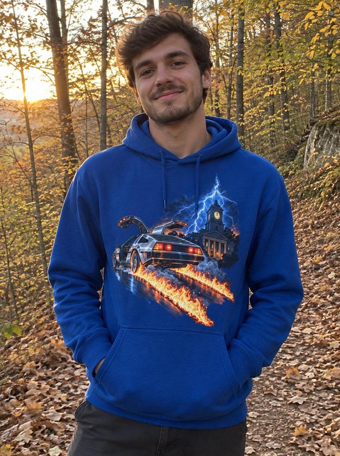 Návrat do budoucnosti – Time Machine 1985 – pánská mikina s kapucí a potiskem (B&C #Hoodie)
