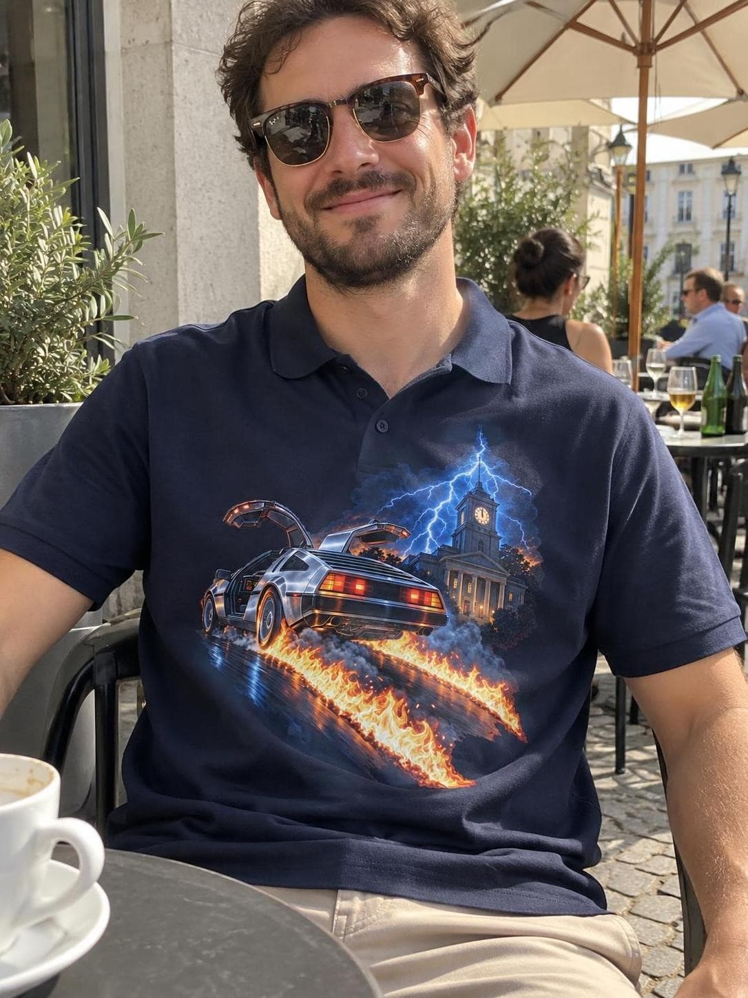 Návrat do budoucnosti – Time Machine 1985 – piqué polo z těžké bavlny s potiskem (B&C My Polo 210)