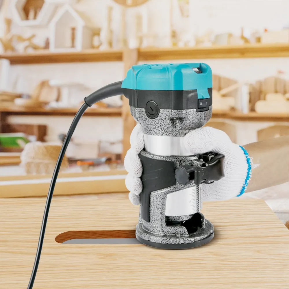 Frézka, 710W dřevěná frézka, frézka na dřevo se třemi kleštinami, frézka na dřevo s pevnou základnou, frézka na dřevo s hliníkovým pláštěm a otáčkami 13000 - 33000 ot./min